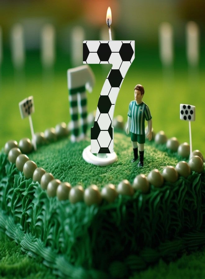 Conelist Soccer Number 7 Candles Soccer Ball Birthday Candles Cake Topper Decorations for Kids Adults Numeral Anniversary Celebrations Supplies - Image 4